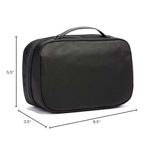 TUMI Alpha Split Travel Kit - Compact Toiletry Bag for Men & Women - Features Removable Leather Handle & 3 Zip Pockets - Black