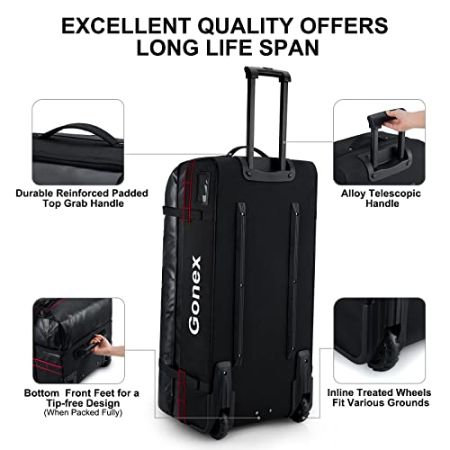 Gonex Rolling Duffle Bag with Wheels, 100L Water Repellent Large Wheeled Travel Duffel Luggage with Rollers 33 inch, Black