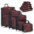Travel Select Amsterdam Softside Expandable Luggage with Rolling Wheels, Red, 8-Piece Set (15/21/25/29) with Packing Cubes