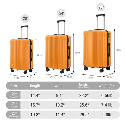 Merax 3 pcs/set in ABS Spinner Wheel Luggage Set, Carry on Suitcase