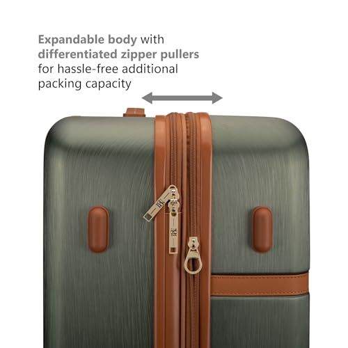 Badgley Mischka Grace 3 Piece Polycarbonate-ABS Expandable Retro Luggage Set (Olive Green)