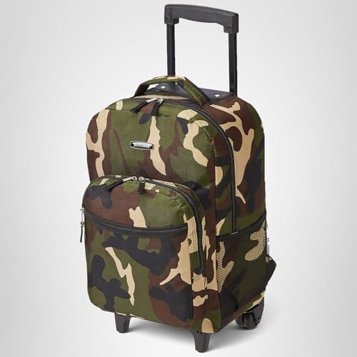 Rockland Double Handle 17" Rolling Backpack, Camo