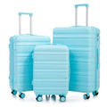 MoBtovs Suitcase Set 3 Piece, Hardside ABS Carry On Suitcase Sets, 20"/24"/28" with Spinner Wheels and Combination Lock, Suitable for Both Carry-On and Checked Luggage, Blue