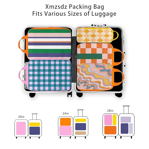 Xmzsdz 8 Pcs Compression Packing Cubes for Travel, Lightweight Waterproof Luggage Organizer Bags Set, Washable Packaging Cubes for Women Backpack Carry-On Suitcases