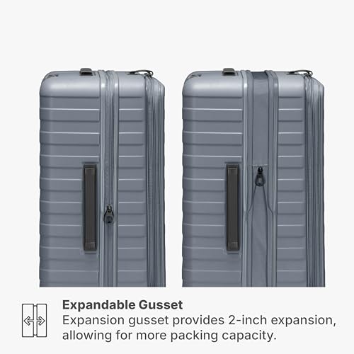 Traveler's Choice Novia Top Opening Expandable Polycarbonate Luggage with Spinner Wheels, Slate Blue, 25-Inch Medium