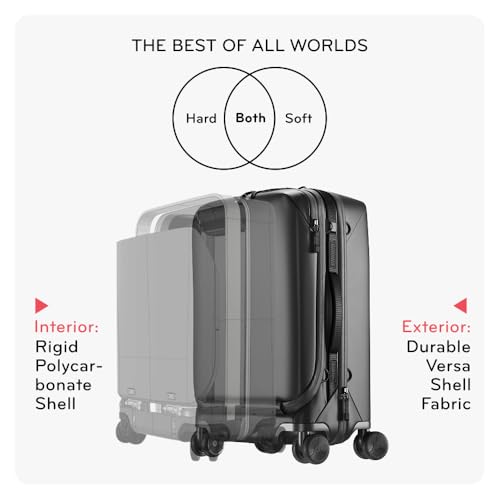 Peak Design Roller Pro Carry-On, Black, Expandable Small Suitcase with Wheels, Carbon Fiber Handle, Drawbridge Opening, Hybrid Soft/Hard Shell, Custom Hardware, Fits XL Camera Cube or Packing Cubes