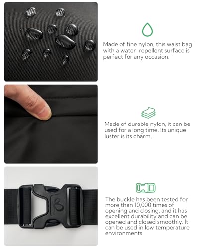 WATERFLY Fanny Pack Waist Packs: Large Crossbody Fanny Packs for Women Men with 5 Zipper Pockets Adjustable Strap Waist Bags Hip Pack for Traveling Cycling Running Hiking-Black