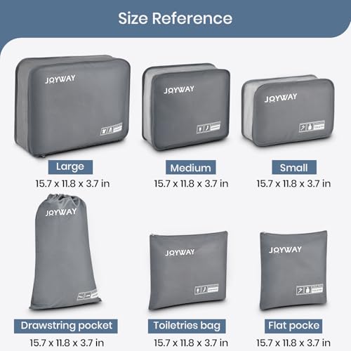 Joyway 6 Set Packing Cubes for Travel, Lightweight Luggage Organizer Bags for Suitcases, Travel Essentials Clothes Storage Bags for Carry On, Backpack, Vacation and Business Trips