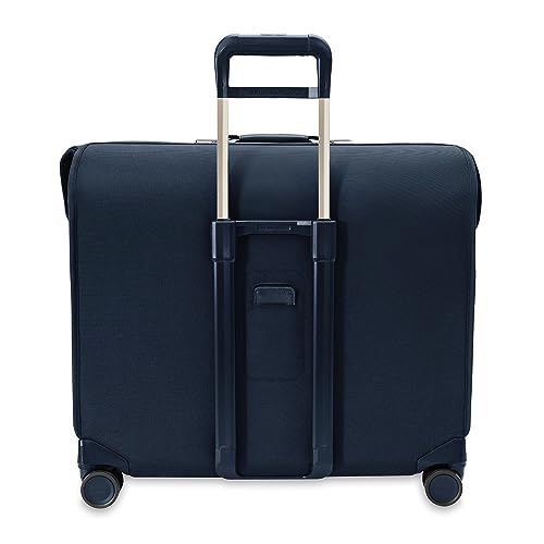 Briggs & Riley Deluxe Wardrobe Spinner - Checked Luggage for Travel, Suitcases with Wheels, Softside Rolling Bag for Men & Women, Built in Hook for Clothes - Baseline Collection, Navy