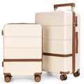 Maungti Luggage Sets, 2 Piece Suitcase set with wheels Tsa Lock 20/24 inchi Hardshell Waterproof Travel Suitcases luggage for Women/Men/Family (White)