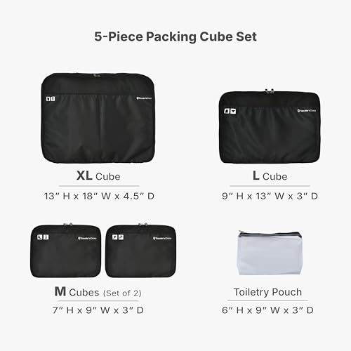 Traveler's Choice Cloverland Packing Cubes 5 Piece Set, Black