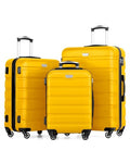 Coolife Luggage 3 Piece Set, Lightweight Durable Hardshell Suitcase set with 360° Spinner Wheels, TSA-approved Lock, Checked Family Travel Luggage sets, 20/24/28 Inch, Yellow