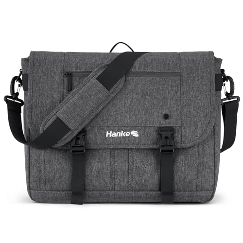 Hanke Durable Messenger Bag for Men with 15.6 Laptop Case, Business Cross Body Bag Briefcase for Women,School or Work Tote Bag Large Messanger Bag.（Dark Grey）