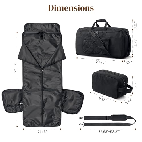 S-ZONE Garment Duffle Bags for Travel Carry on Convertible 2 in 1 Suit Bags Hanging Suitcase with Toiletry Bag 50L