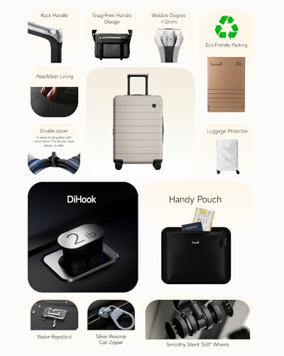 LUGGEX Carry On Luggage 22x14x9 Airline Approved,HUP3 Accelerate Access with DiHook, Handy Pouch, 20 inch Expandable Hard Shell Suitcases with Spinner Wheels (EX-Enhance,Olive Green,20 Inch,37L-41L)