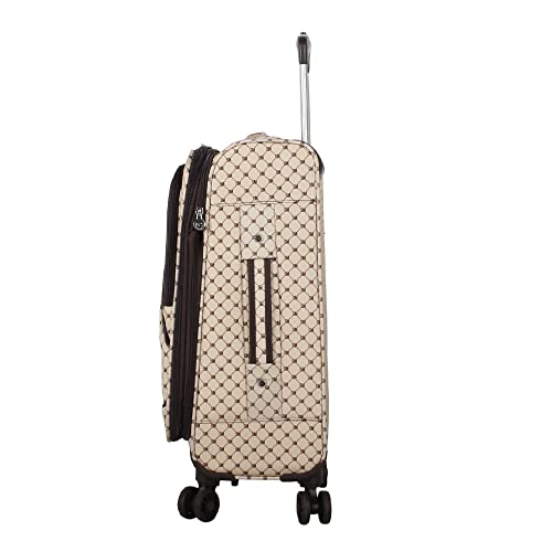 Steve Madden Designer Luggage Collection - Lightweight Softside Expandable Suitcase for Men & Women - Durable 20 Inch Carry On Bag with 4-Rolling Spinner Wheels (Noble Brown/Tan, 20in)