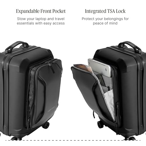 Eagle Creek Tarmac 4-Wheel Carry-On Luggage - Durable Rolling Suitcase for Versatile Packing - Telescoping Handle - Sleek Design - Secure Storage Compartments - Locking Zippers - Black