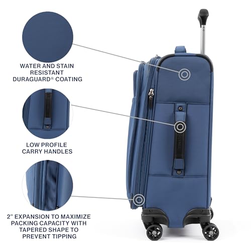 Travelpro Tourlite Softside 21" Expandable Luggage with 4 Spinner Wheels, Lightweight Suitcase, Carry-On, Blue