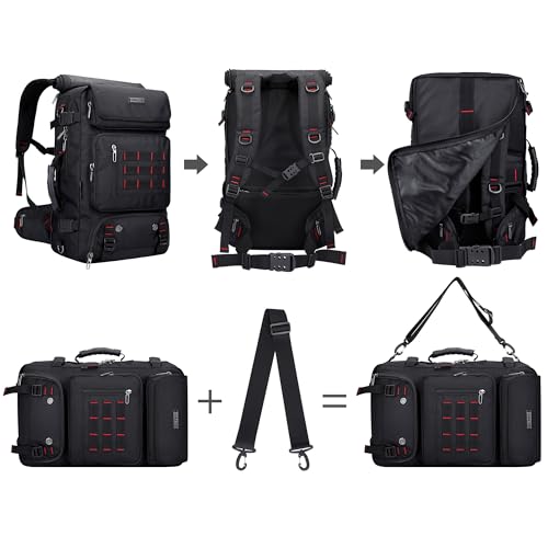 WITZMAN Carry on Travel Backpack for Men Women Airline Approved Convertible Nylon Duffle Backpack Luggage Bag (B682 Black)