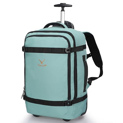 Hynes Eagle Rolling Backpack 42L Backpack with Wheels Airline Approved Carry on Luggage Laptop Travel Suitcase Bag for Women Men Mint Green