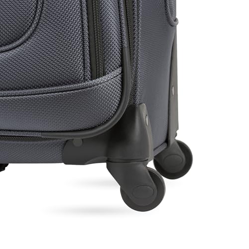 SWISSGEAR Sion Softside Expandable Spinner Luggage Durable Lightweight Travel Suitcase, Dark Grey, Checked-Large