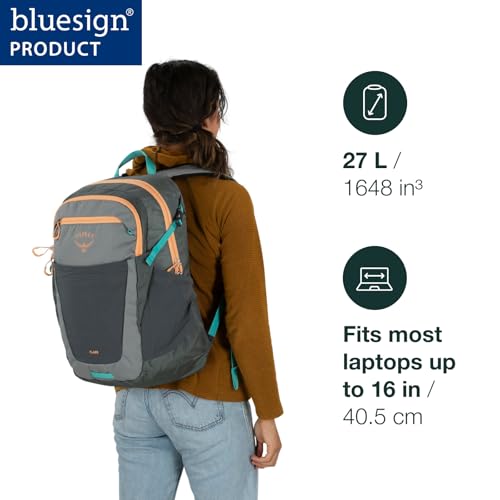 Osprey Flare Commuter Laptop Backpack - Everyday Bag for College, Work, and Travel - with Laptop Sleeve & Bottle Pockets, Cascade Blue/Torrent Blue