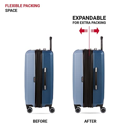 SwissGear Duet Expandable Luggage, Hard Shell Medium Luggage with Spinner Wheels