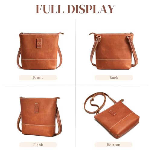 S-ZONE Leather Crossbody Bags for Women Small Over the Shoulder Purses and Handbags Trendy