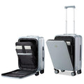 Hanke Grace Hard Shell Suitcases with Wheels,20 Inch Carry On Luggage Airline Approved with Aluminum Frame, Travel suitcase with Front Pocket Travel Luggage for Short Business Trips, Grey.
