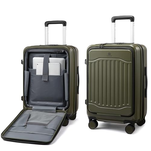 LOVEVOOK Carry On Luggage 22x14x9 Airline Approved, Expandable Hard Shell Suitcase with Spinner Wheels, USB Charging Port & Front Pocket, PC Hardside Rolling Luggage with TSA Lock for Travel