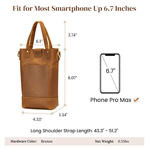 S-ZONE Small Crossbody Bags for Women Real Leather Cross Body Handbags Cell Phone Purses, Light Brown