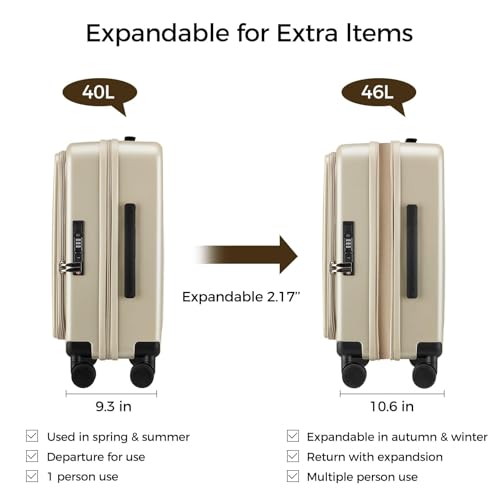 cllson Carry on Luggage Expandable Travel Luggage Top Opening Suitcase with TSA Lock and Usb Built in,Lightweight Rolling Suitcases with Spinner Wheels,PC Hard Shell SuitcasesFathers Day Gift for Dad
