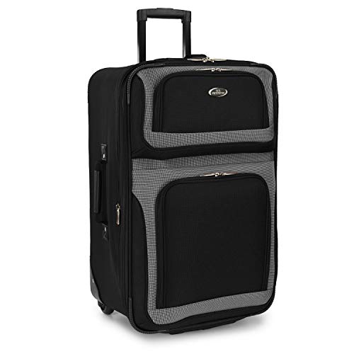 U.S. Traveler New Yorker Lightweight Expandable Rolling Luggage, Black, 4-Piece Set