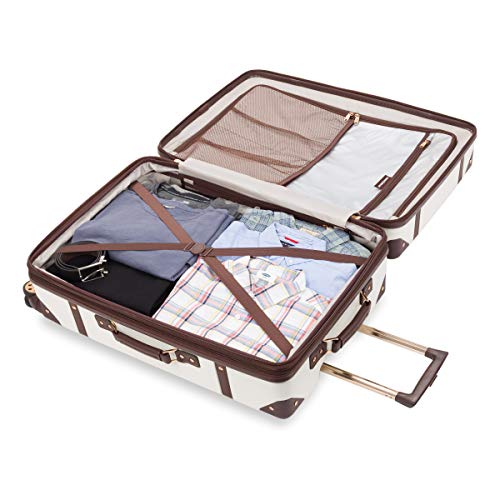 SwissGear 7739 Hardside Luggage Trunk with Spinner Wheels, White, Checked-Large 26-Inch