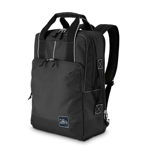 Skyway Luggage Rainier Deluxe Backpack, Eco-Friendly, Made of 100% rPET Travel Laptop Bag for Women & Men, Flight Approved Carry On Backpack, 17L, Crater Black