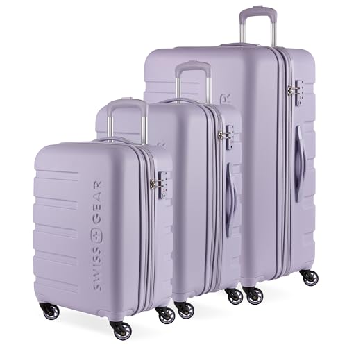 SwissGear 7366 Signature Hardside Expandable Luggage with Spinner Wheels, TSA Lock, Cup-Holder, Evening Haze, 3-Piece Set (19/23/27)