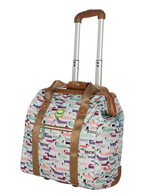 Lily Bloom Designer Under the Seat Tote Cabin Luggage Collection - 15 Inch Patterned Carry on Bag For Women - Lightweight Suitcase with 2 Rolling Wheels (Totally Paw Some)