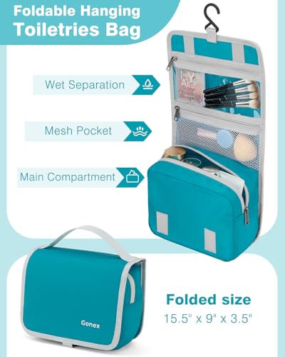 Gonex 10 Set Compression Packing Cubes, Expandable Storage Travel Bags for Suitcase, Luggage Organizers with Hanging Toiletry Bag Laundry Bag Shoe Bag Accessories Bag (Blue)