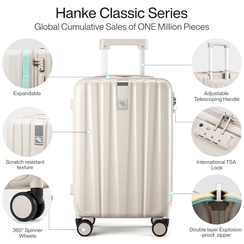 Hanke Carry on Backpack and 20 Inch Expandable Carry on Luggage 22x14x9 Airline Approved Lightweight PC Hard Shell Suitcases with Wheels,Travel Laptop Backpack for Men & Women