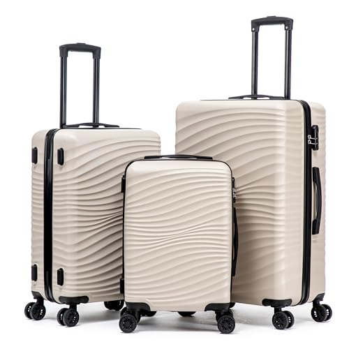 Rosamo Luggage Sets 3 Piece, ABS Suitcase Set (20/24/28), Hardside luggage with Spinner Wheels, Travel Luggage, 14x8x9 Airline Approved Carry on, Lightweight Luggage with High-Security Lock