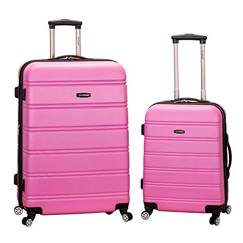 Rockland Melbourne Hardside 2 Piece Expandable Spinner Wheel Luggage Set, (20"/28"), Pink