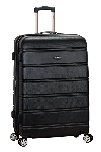 Rockland Melbourne Hardside Expandable Spinner Wheel Luggage, Checked Large 28", Black