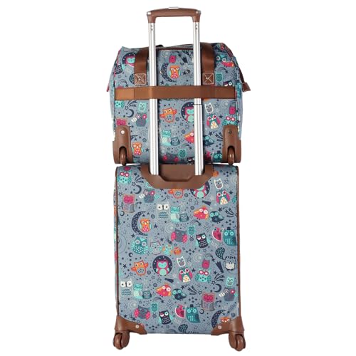 Lily Bloom Luggage 3 Piece Softside Spinner Suitcase Set Collection (Night Owl)