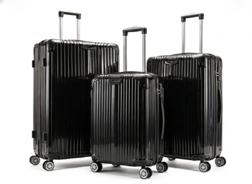 Gabbiano Macan 3 Piece PC Luggage Set – Expandable Hardshell Suitcase with Add-A-Bag Strap, TSA Lock & 8-Wheel Spinners – Lightweight (20" Carry On, 26" Medium, 30" Large) (Black, 3-Piece set)