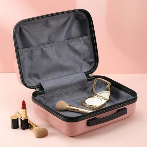 AGVOTK 20" Carry On Luaggage set, 2 Piece Spinner Suitcase Set with USB & Cupholder, Airline Compatible (Rose Pink)