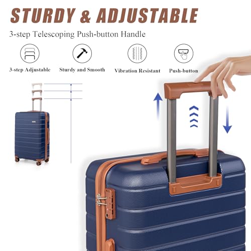 Cosbarn Luggage Sets 5 Piece Suitcases with Wheels, Suitcase Sets ABS Hard Case Luggage with TSA Lock Durable Carry-on Luggage with Spinner Wheels Travel Suitcase for Men Women