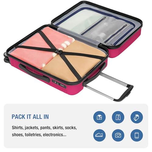 KYME Carry On Luggage 22x14x9 Airline Approved,Hardshell Carry On Suitcase with Tsa Lock,Small Suitcases with Wheels,Travel Luggage for Men Women,Expandable Carry-On 20 Inch,Magenta