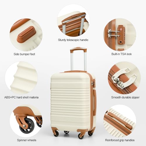 Coolife Luggage Set 3 Piece Luggage Set Carry On Suitcase Hardside Luggage with TSA Lock Spinner Wheels(Navy, 6 piece set)