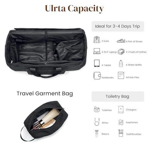 S-ZONE Garment Duffle Bags for Travel Carry on Convertible 2 in 1 Suit Bags Hanging Suitcase with Toiletry Bag 50L
