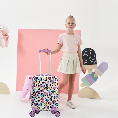 Inprof Kids Luggage with Spinner Wheels Carry on Suitcases for Girls 2 Piece Luggage Sets 16" Toddler Suitcase for Kids Rolling Suitcase Airline Approved (Bainbow Leopard)